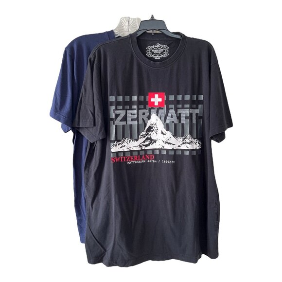 Lot of 2 Splash Arts Switzerland Souvenir T-Shirts – XXL – Zermatt Matterhorn & - Picture 1 of 8